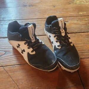 Under Armour Kids Black and White Athletic Sneakers- CLEATS